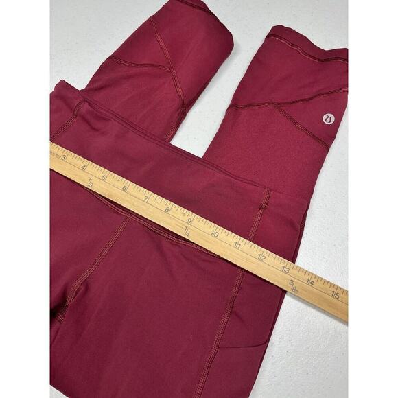 Lululemon Pace Rival Crop Maroon Running Active Legging Size 4 - Picture 3 of 7